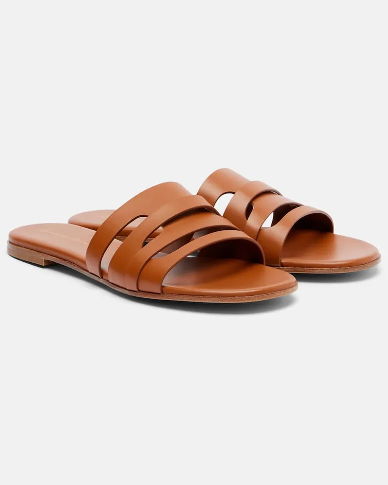 Gianvito Rossi Pantoletten aus Leder Braun
