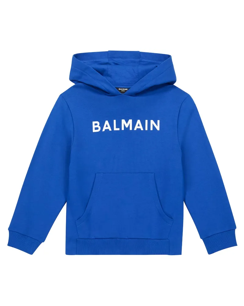 Balmain Hoodie aus Baumwoll-Jersey Blau
