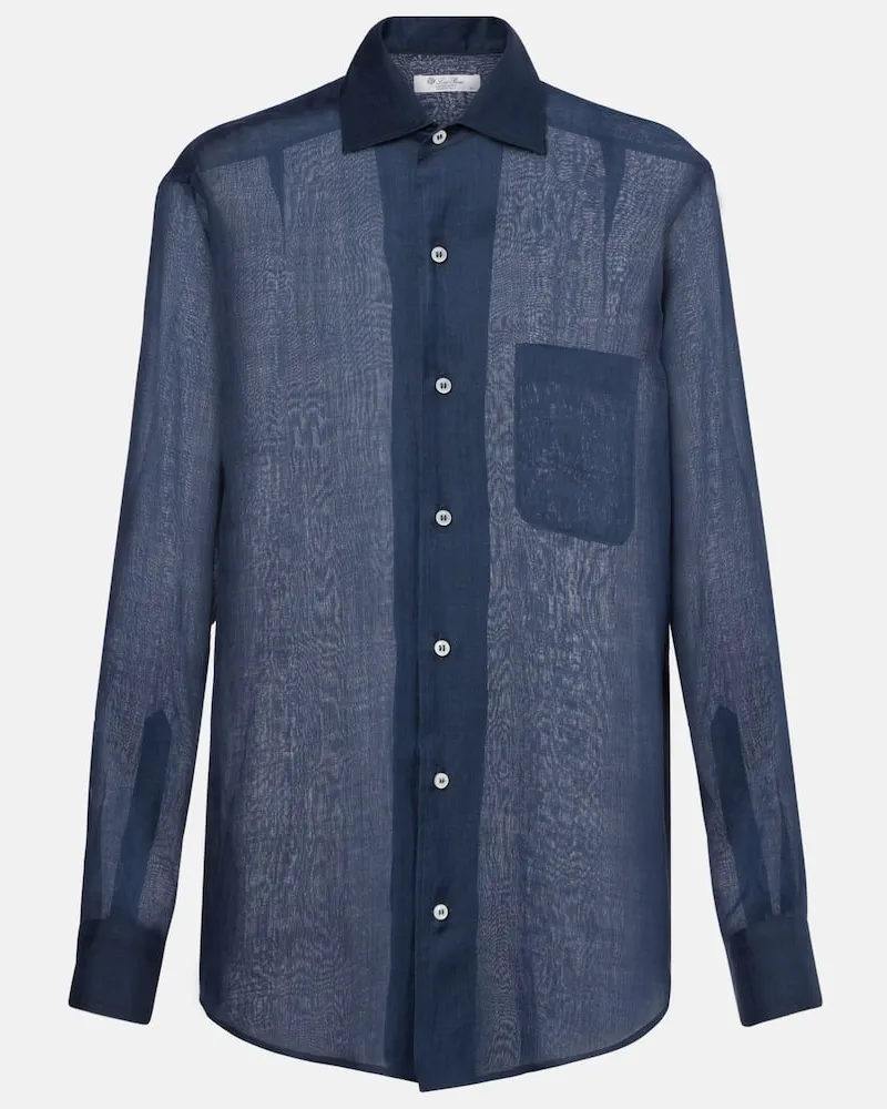 Loro Piana Hemd aus Ramie Blau