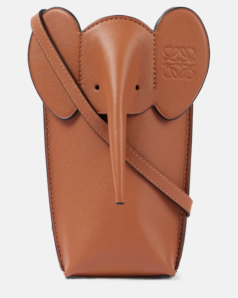 Loewe Schultertasche Elephant Pocket aus Leder Braun