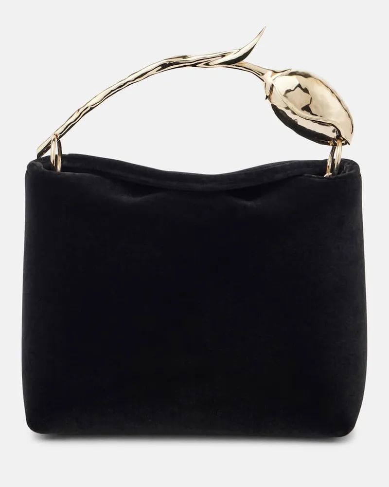 Erdem Tote Bag Bloom Mini aus Samt Schwarz