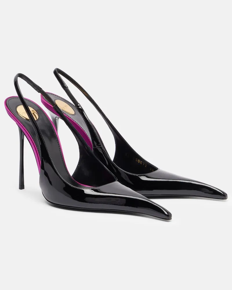 Saint Laurent Slingback-Pumps Amalia 110 aus Lackleder Schwarz