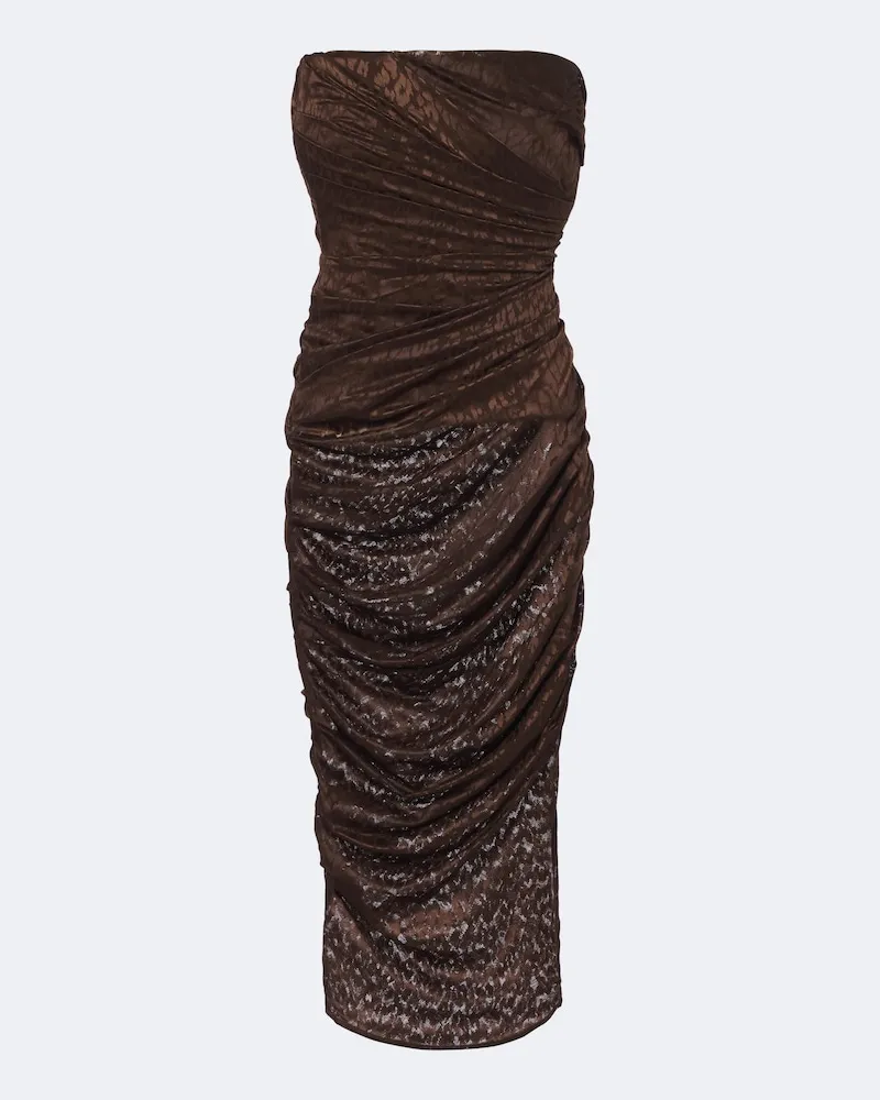Alex Perry Midikleid aus Spitze Braun