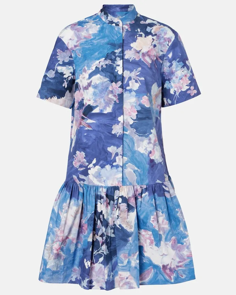 Erdem Minikleid aus Baumwollpopeline Blau