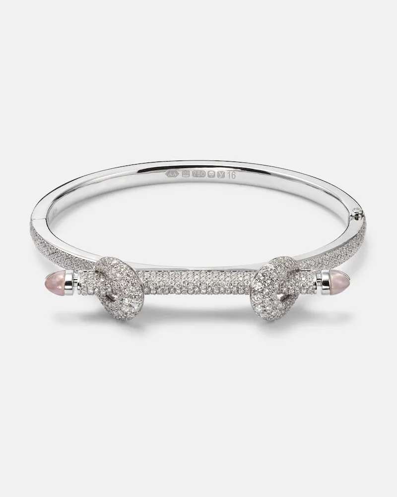 Ananya Armreif Chakra Icon aus 18kt Weißgold mit Diamanten und Quarz Silber
