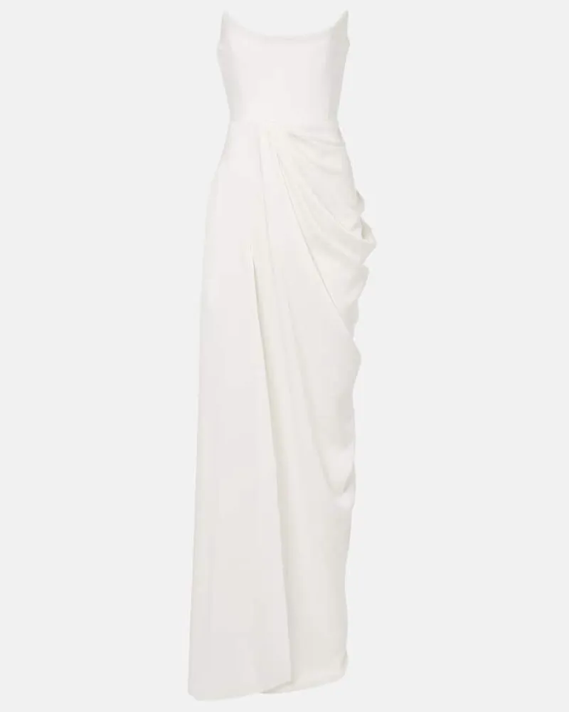 Alex Perry Bridal Robe aus Crêpe Weiß