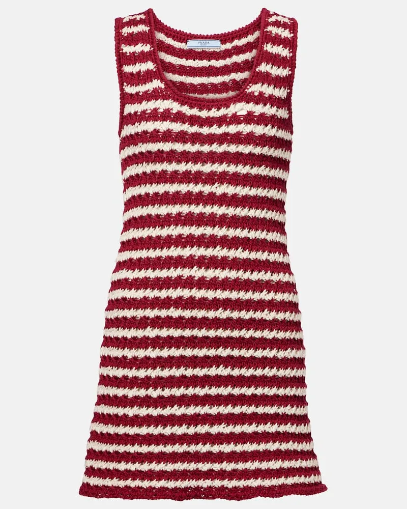 Prada Minikleid aus Häkelstrick Rot