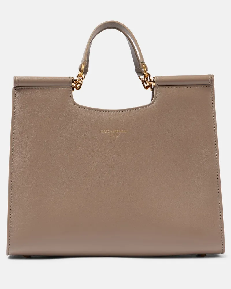 Dolce & Gabbana Tote Sicily Medium aus Leder Grau