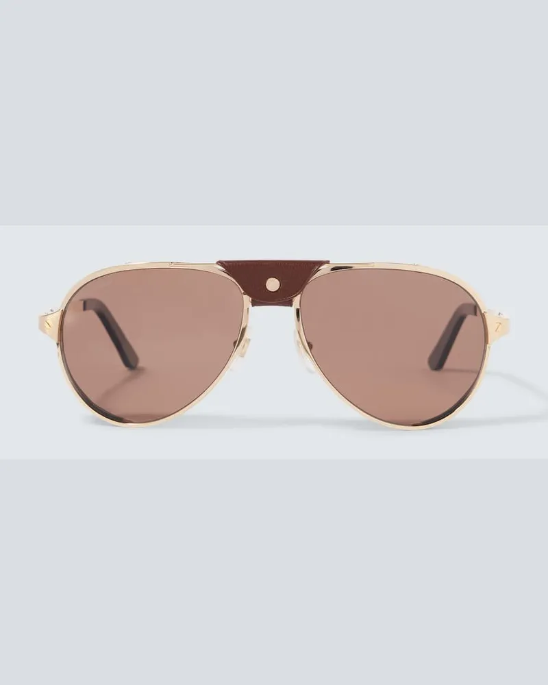 Cartier Aviator-Sonnenbrille Santos De Cartier Gold