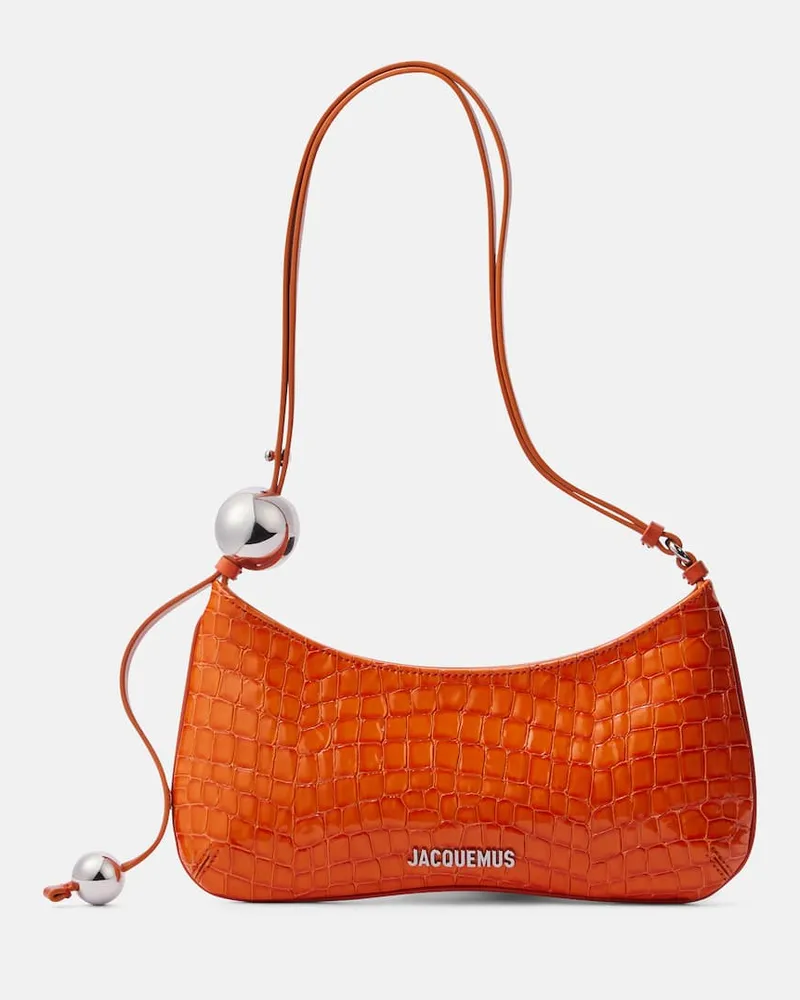 Jacquemus Schultertasche Bisou Perle aus Leder Orange