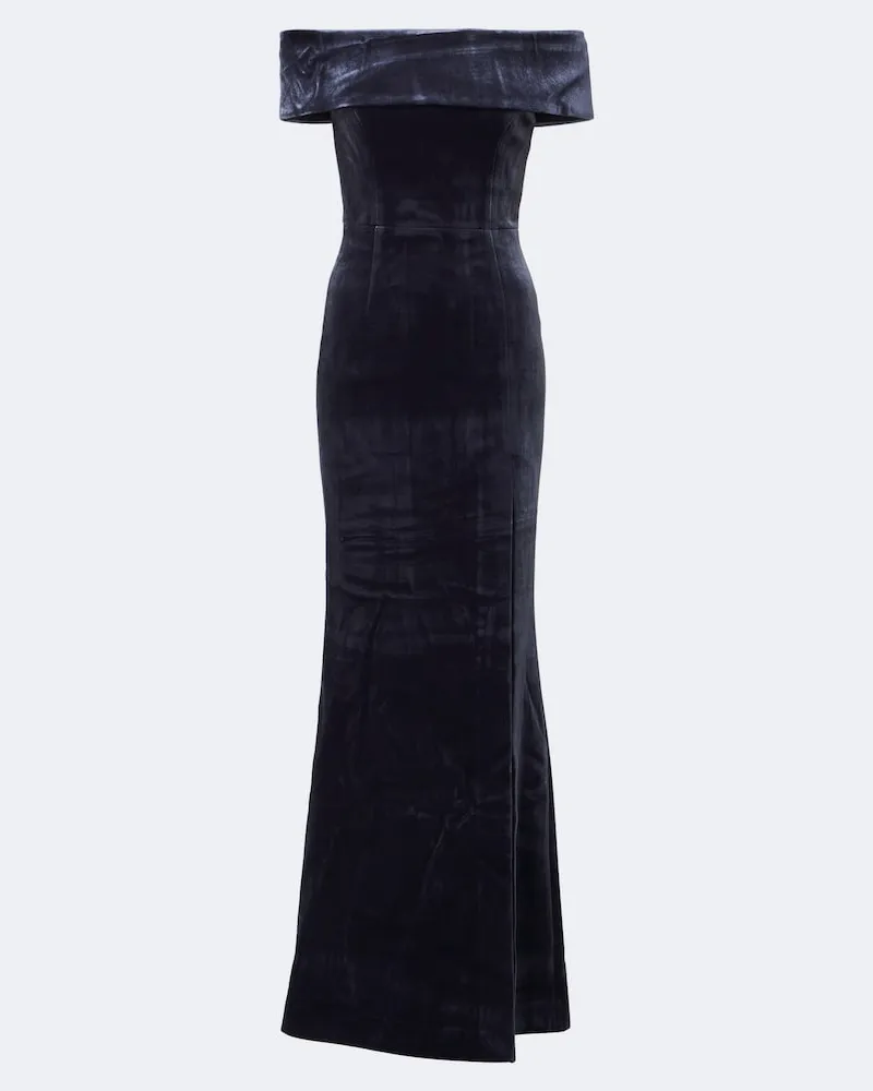 Rebecca Vallance Off-Shoulder-Robe Solana aus Samt Blau