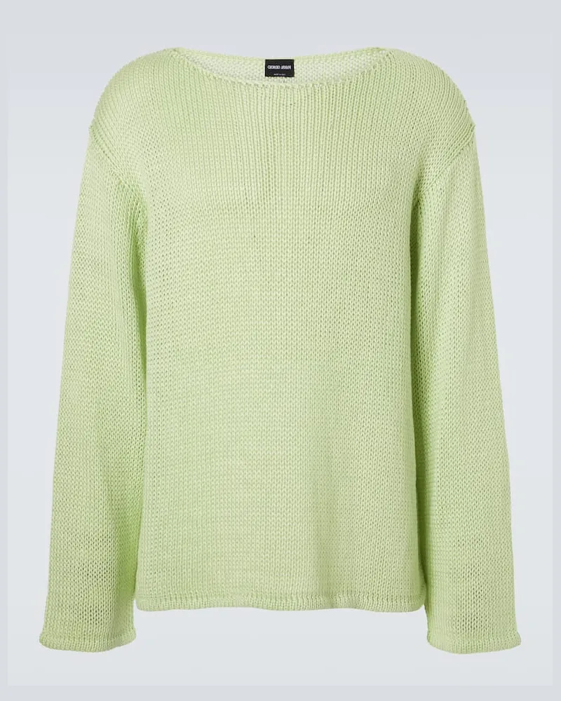 Giorgio Armani Pullover aus einem Leinengemisch Grün