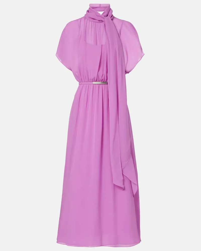 Max Mara Maxikleid Pineta aus Seiden-Georgette Pink