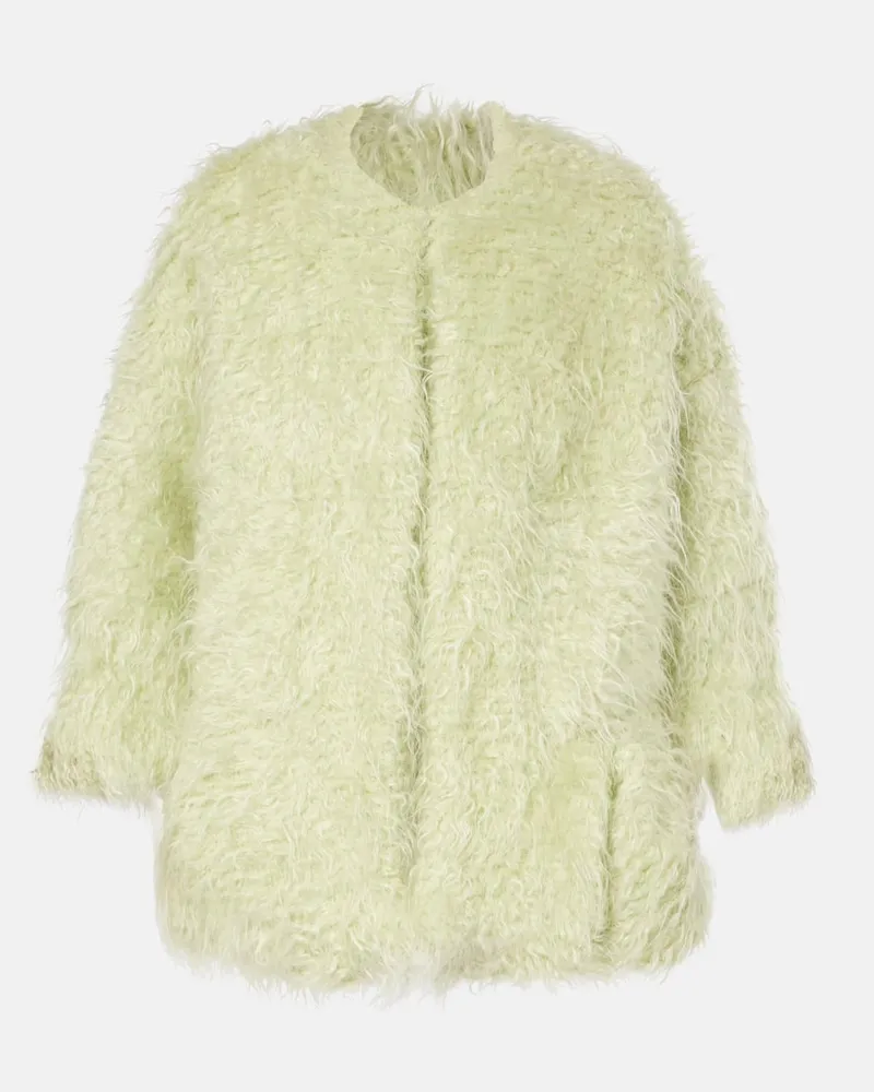 Dries van Noten Jacke aus Faux Shearling Grün