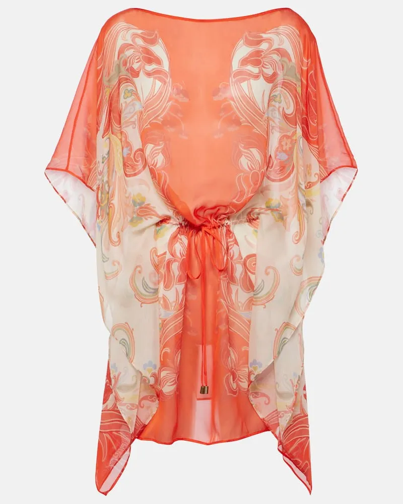 Etro Bedruckter Kaftan aus Seide Pink