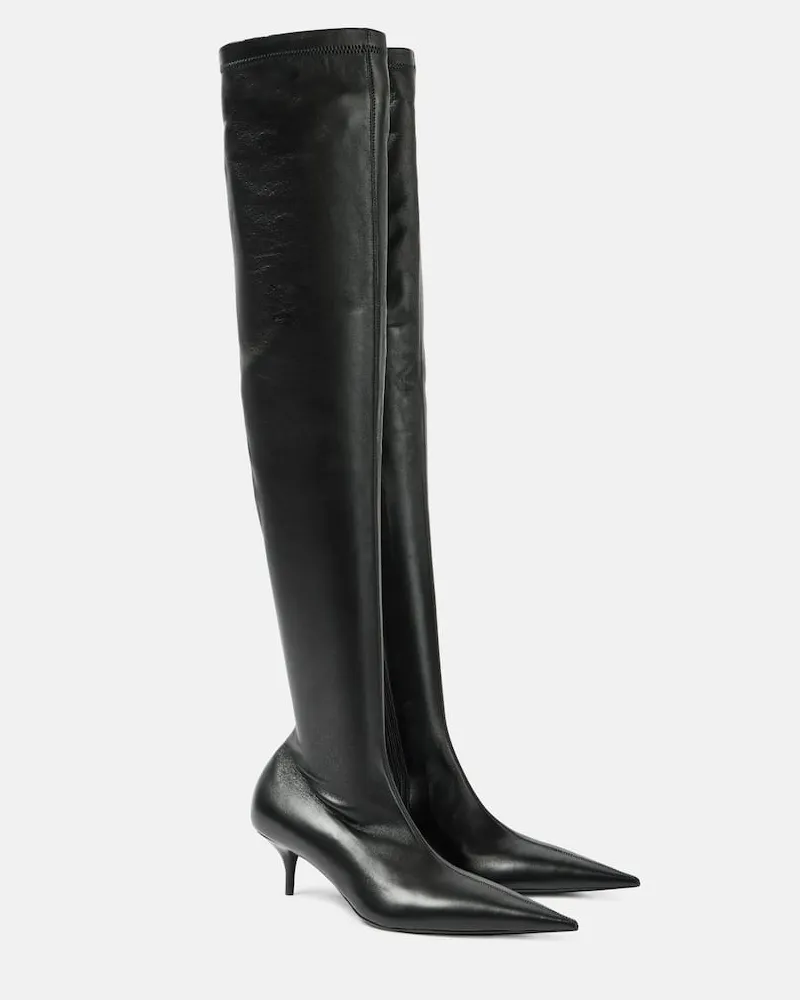 Balenciaga Overknee-Stiefel Avenue aus Leder Schwarz