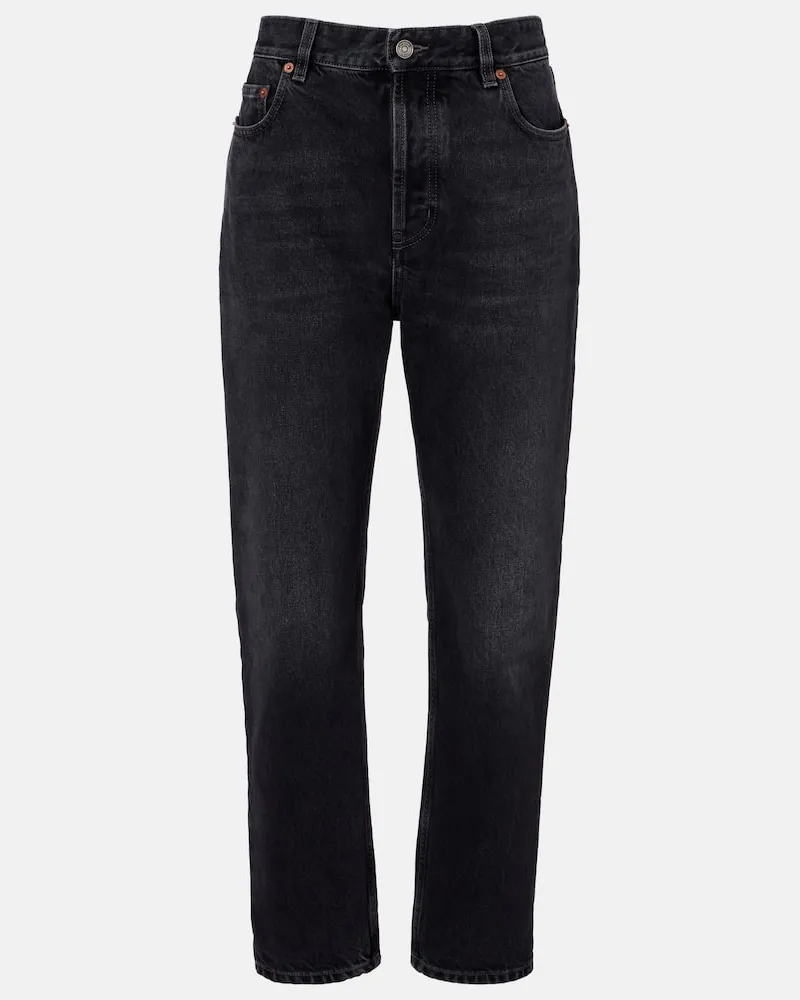 Saint Laurent High-Rise Slim Jeans 90s Schwarz