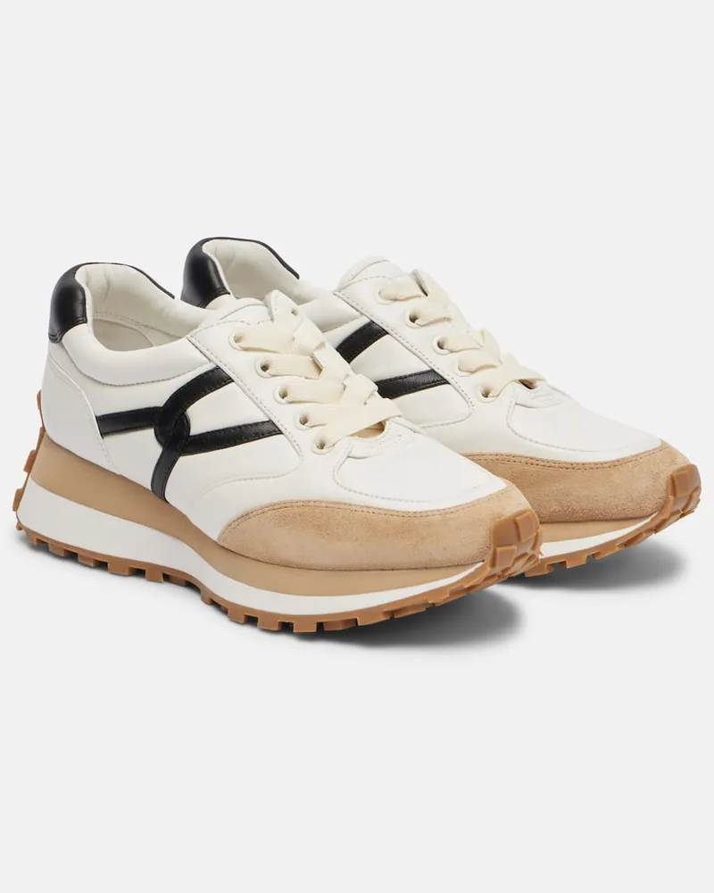 Veronica Beard Sneakers Valentina aus Leder mit Veloursleder Weiß