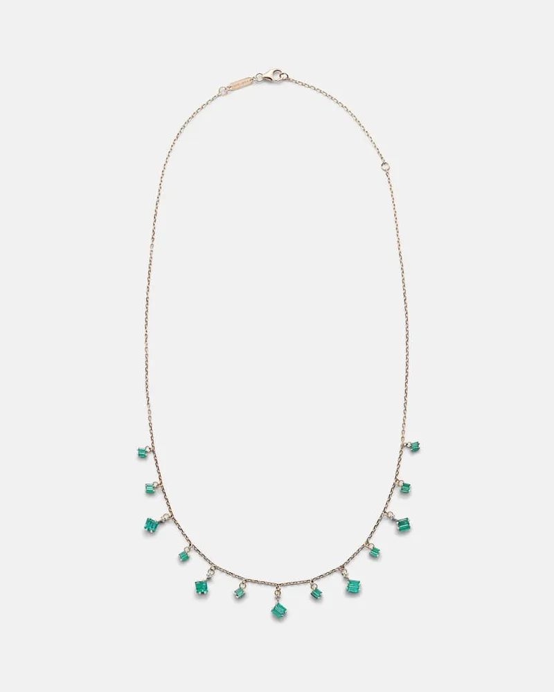 Suzanne Kalan Halskette aus 18kt Gelbgold mit Diamanten und Smaragden Grün