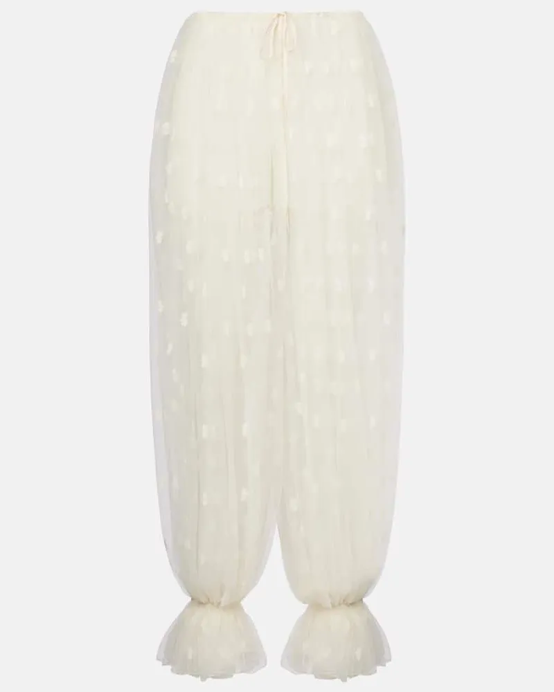 Chloé Chloé Bestickte Hose aus Spitze Weiß