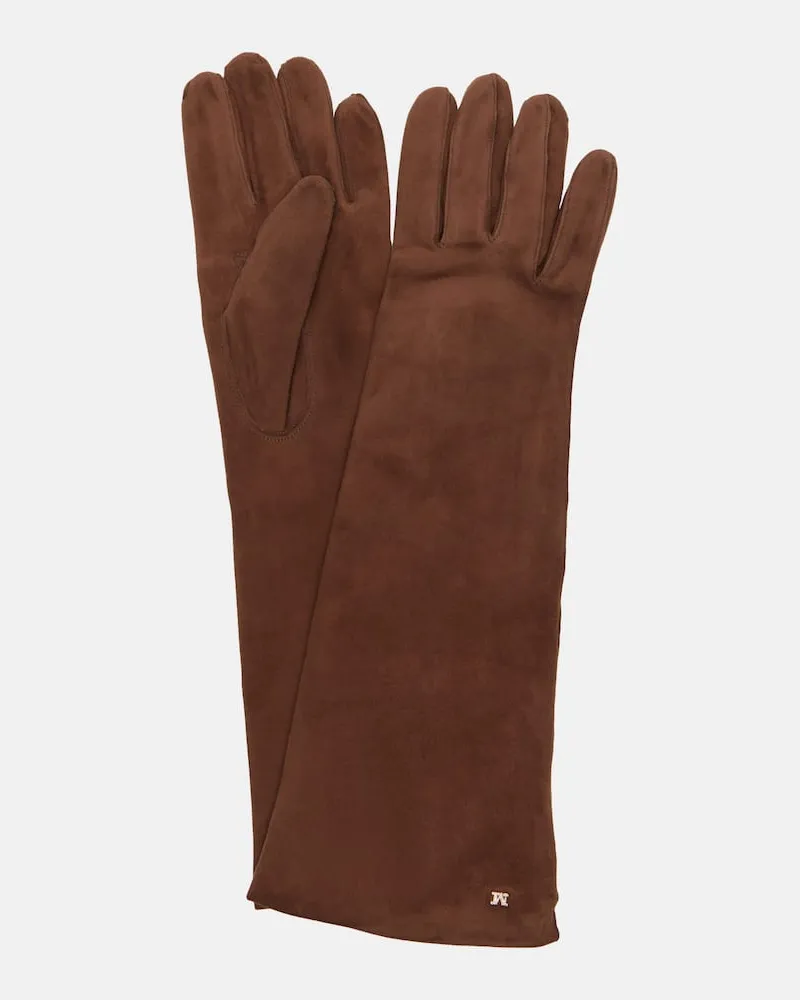Max Mara Handschuhe Afide aus Veloursleder Braun