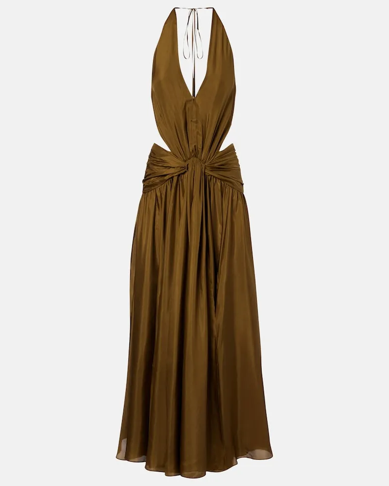 Zimmermann Maxikleid Indra aus Seide Grün