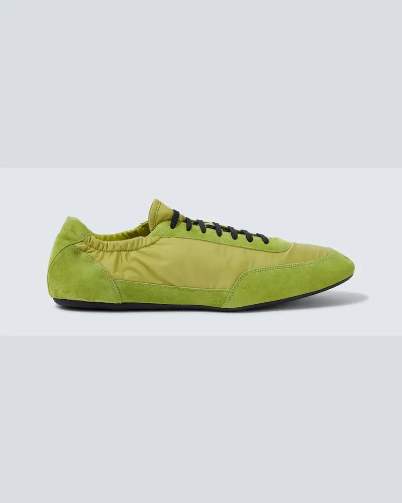 Prada Sneakers Collapse aus Re-Nylon und Veloursleder Grün