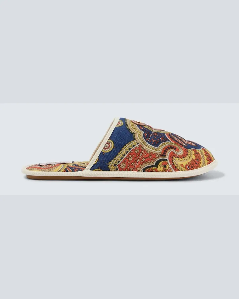 Valentino Garavani Slippers aus Denim Multicolor