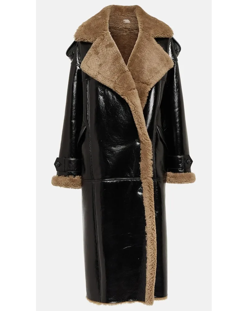 THE MANNEI Mantel Jordan aus Leder mit Shearling Braun