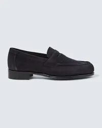 George Cleverley Loafers Cannes aus Veloursleder Schwarz