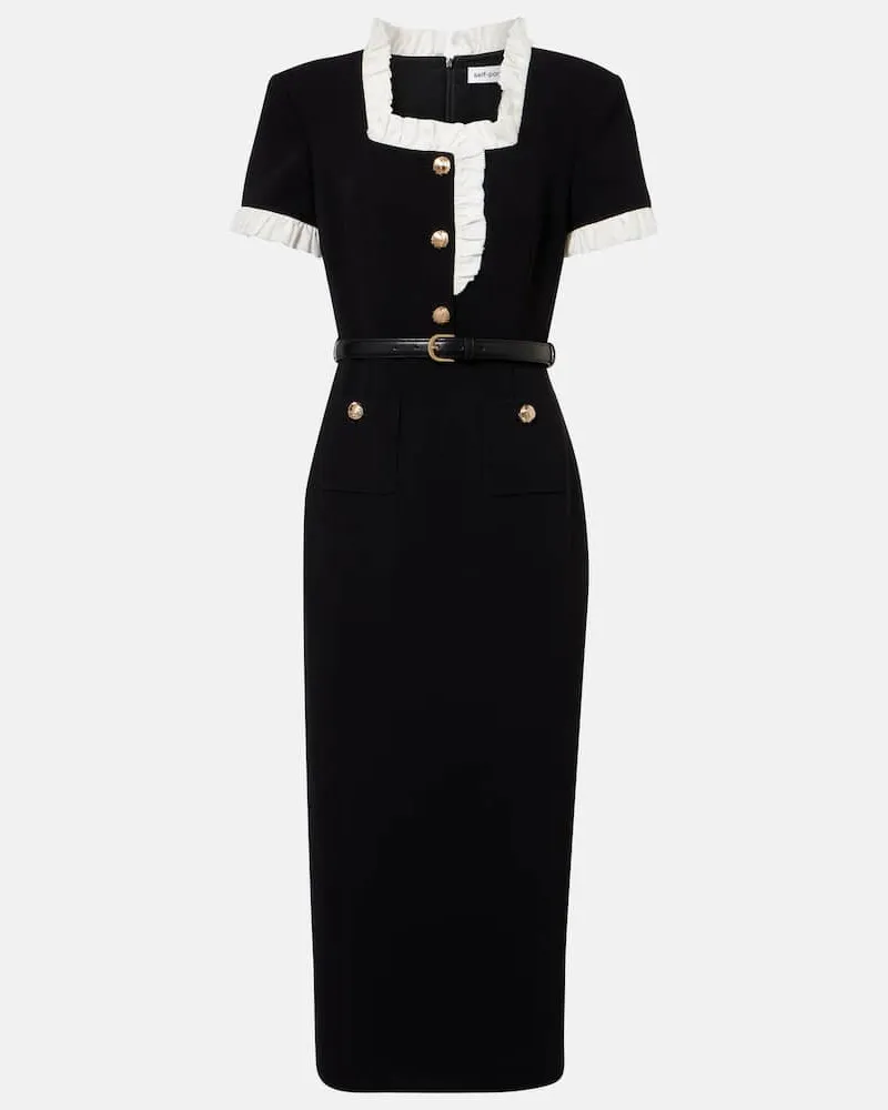 Self-Portrait Midikleid aus Crêpe Schwarz