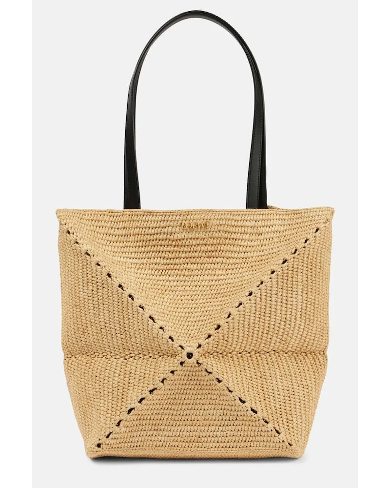 Loewe Paula's Ibiza Tote Bag Puzzle Fold aus Raffiabast Beige