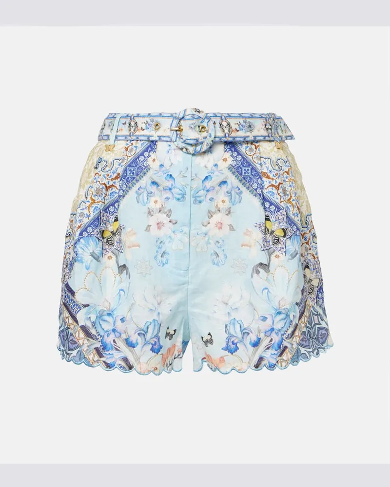 Camilla Shorts aus Leinen Blau