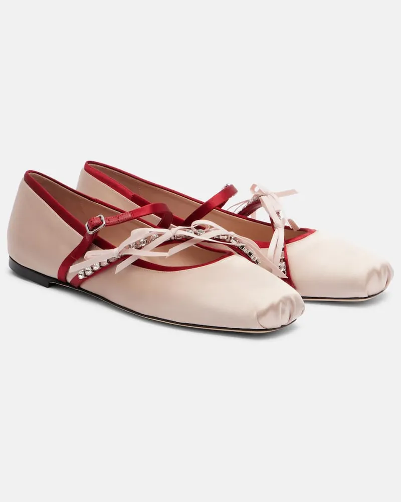 Jimmy Choo Ballerinas Loli aus Satin mit Kristallen Rosa