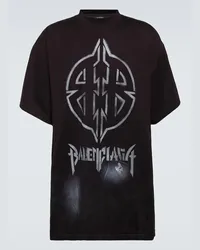 Balenciaga T-Shirt Metal BB aus Baumwoll-Jersey Schwarz