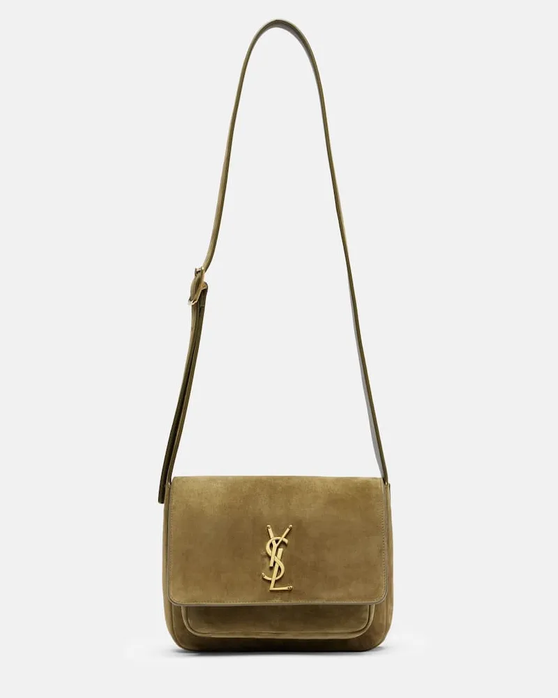 Saint Laurent Schultertasche Niki Cassandre aus Veloursleder Grün