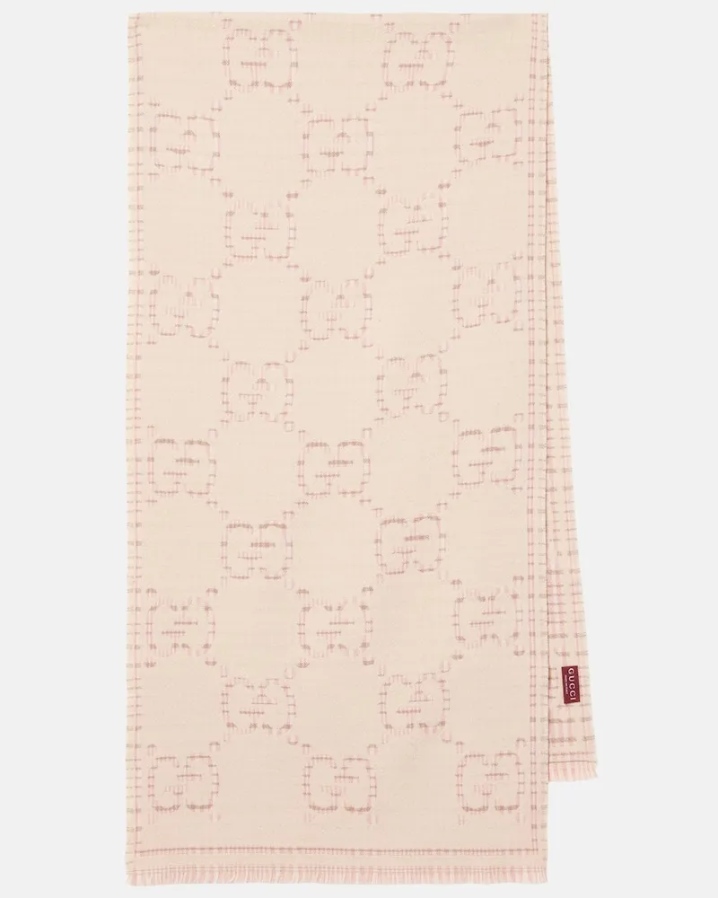 Gucci Schal GG aus einem Wollgemisch Weiß