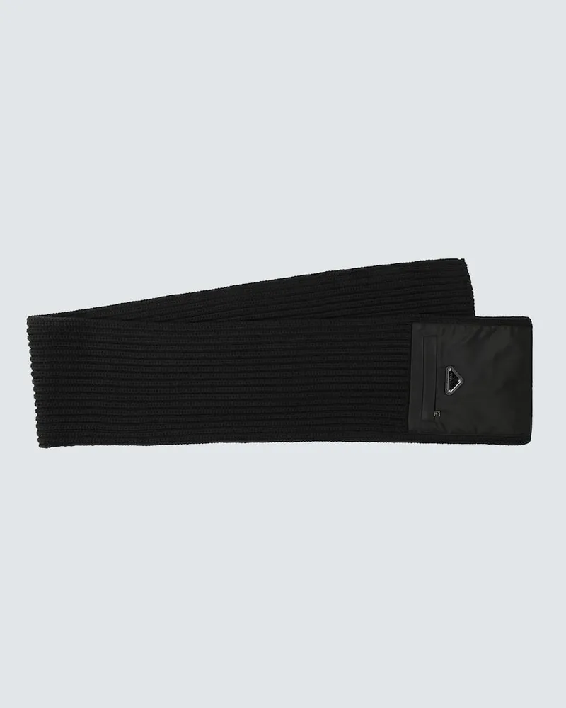 Prada Schal aus Re-Nylon und Schurwolle Schwarz