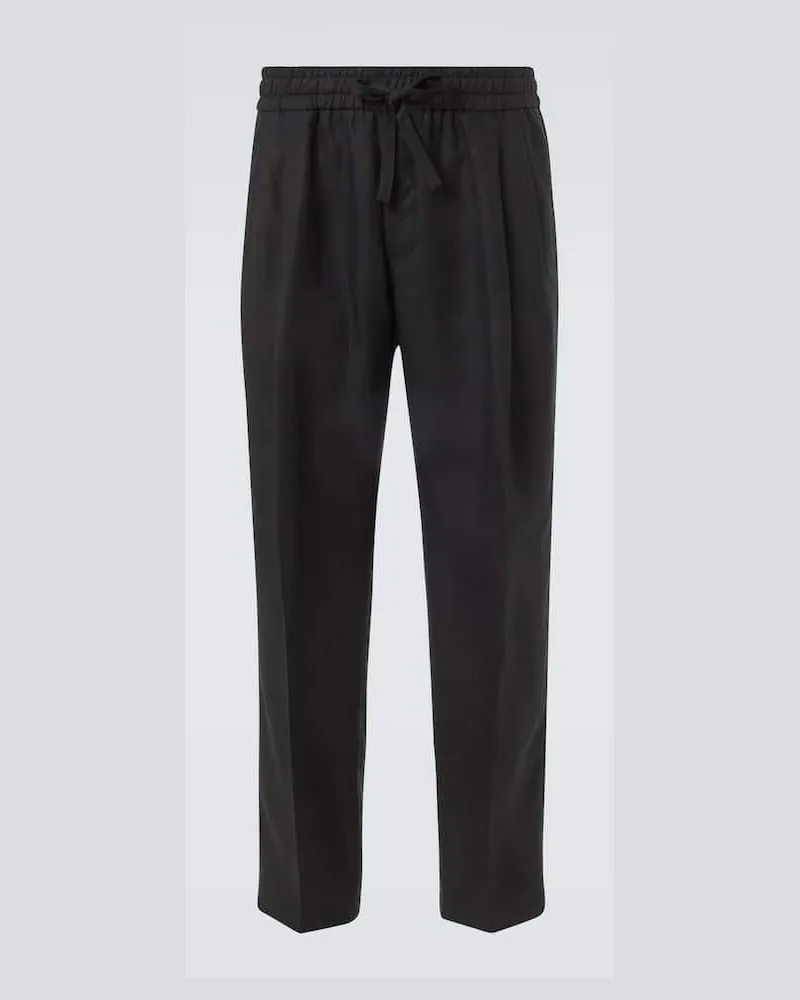 Dolce & Gabbana Gerade Hose aus Leinen Schwarz