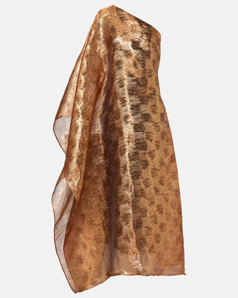 Taller Marmo One-Shoulder-Robe Betsy aus Fil Coupé Gold