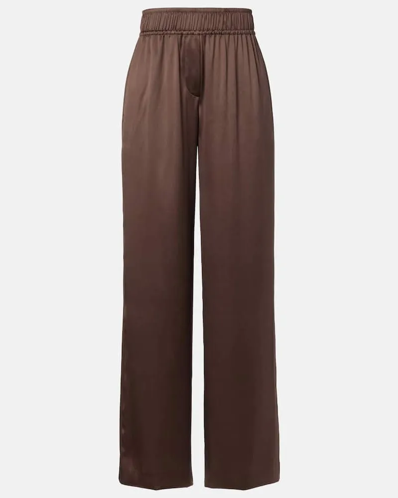Brunello Cucinelli Weite Hose aus Satin Braun