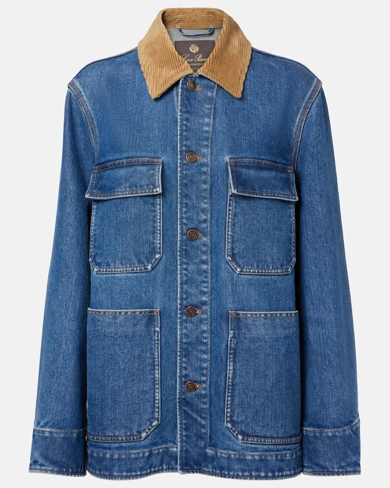 Loro Piana Jeansjacke mit Cord Blau