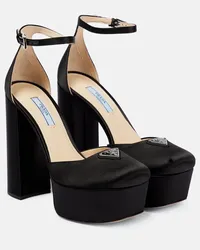 Prada Plateau-Pumps aus Satin Schwarz