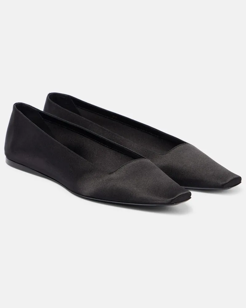 Saint Laurent Ballerinas Poppy aus Satin Schwarz