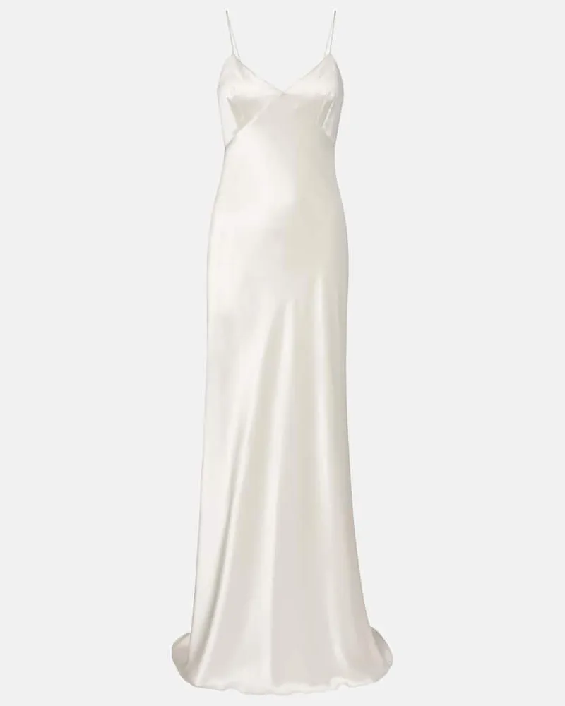 Max Mara Robe aus Seidensatin Weiß