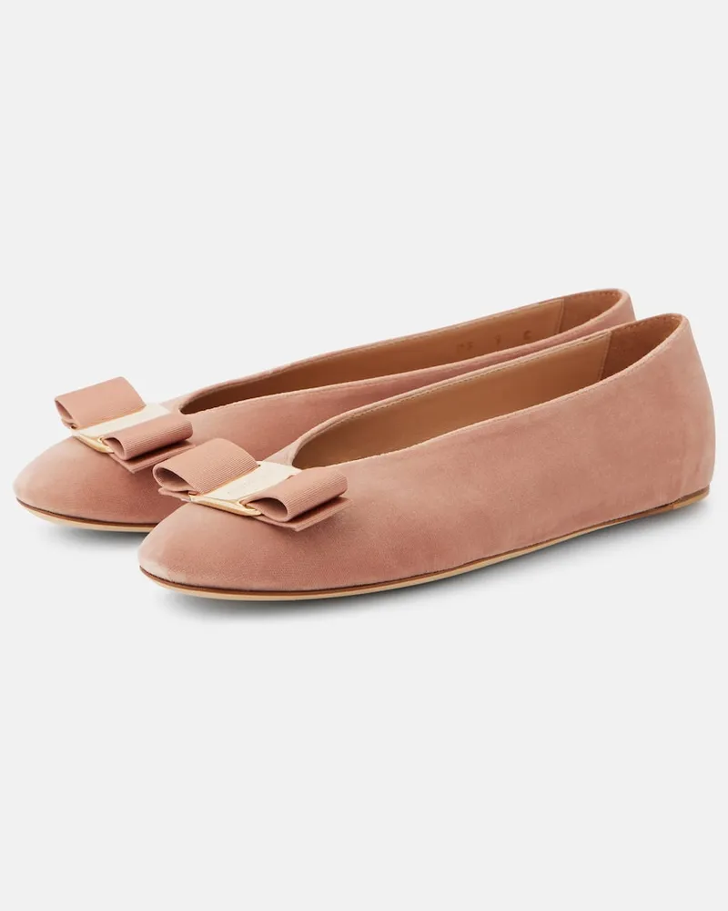 Salvatore Ferragamo popular braun Lackleder Ballerinas Mokassins