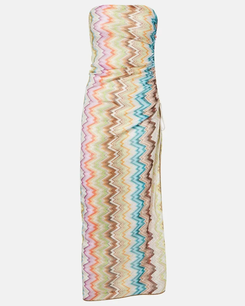 Missoni Maxikleid Zigzag aus Häkelstrick Multicolor