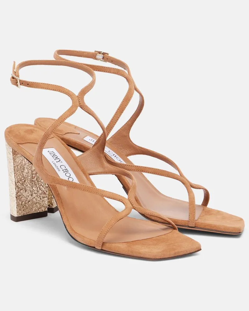 Jimmy Choo Sandalen Azie 85 aus Veloursleder Braun