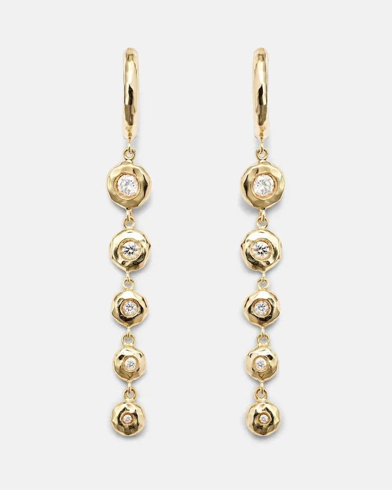 Octavia Elizabeth Ohrringe Charmed Micro Gabby aus 18kt Gelbgold mit Diamanten Gold