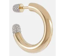 Einzelner Ohrring Tube Medium aus 14kt Gelbgold mit Diamanten